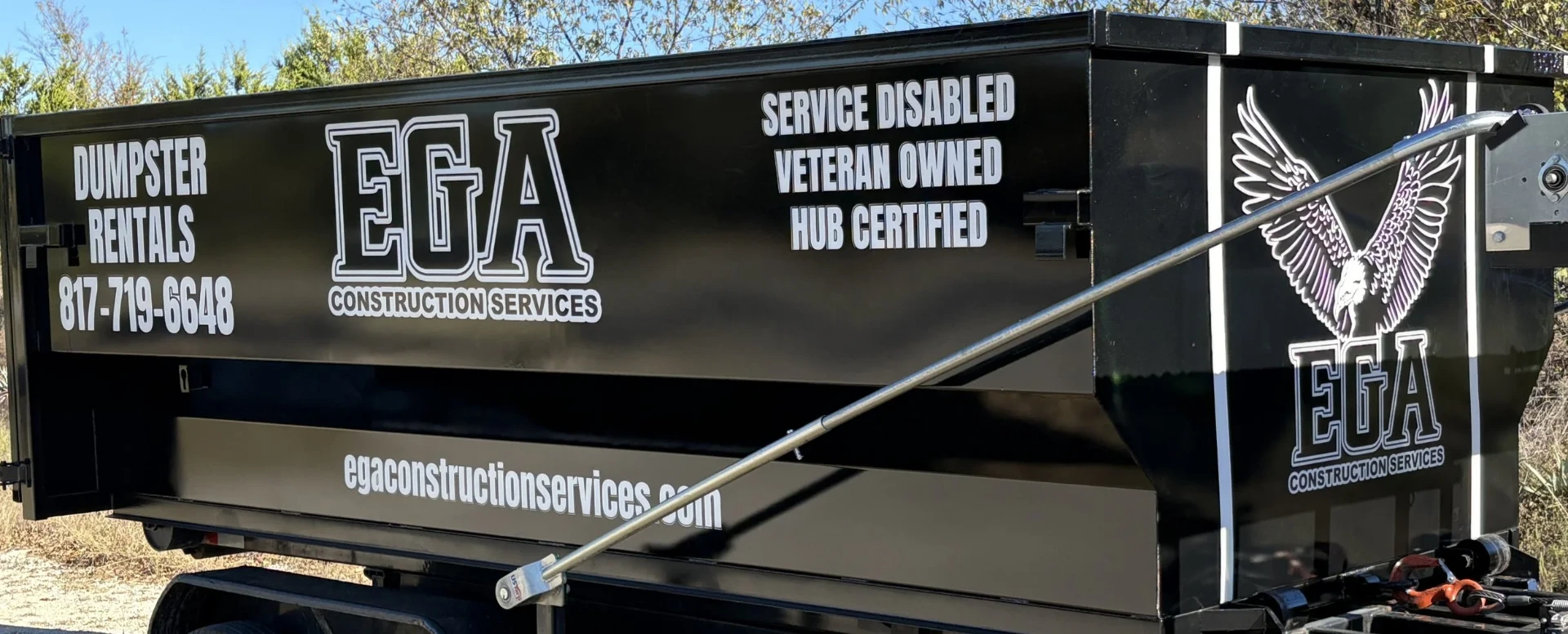 EGA Construction Services dumpster rental in the DFW metroplex